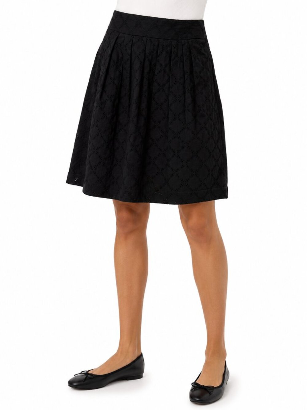 LOFT Black Eyelet A-Line Skirt Fully Lined Petite Size 4P
